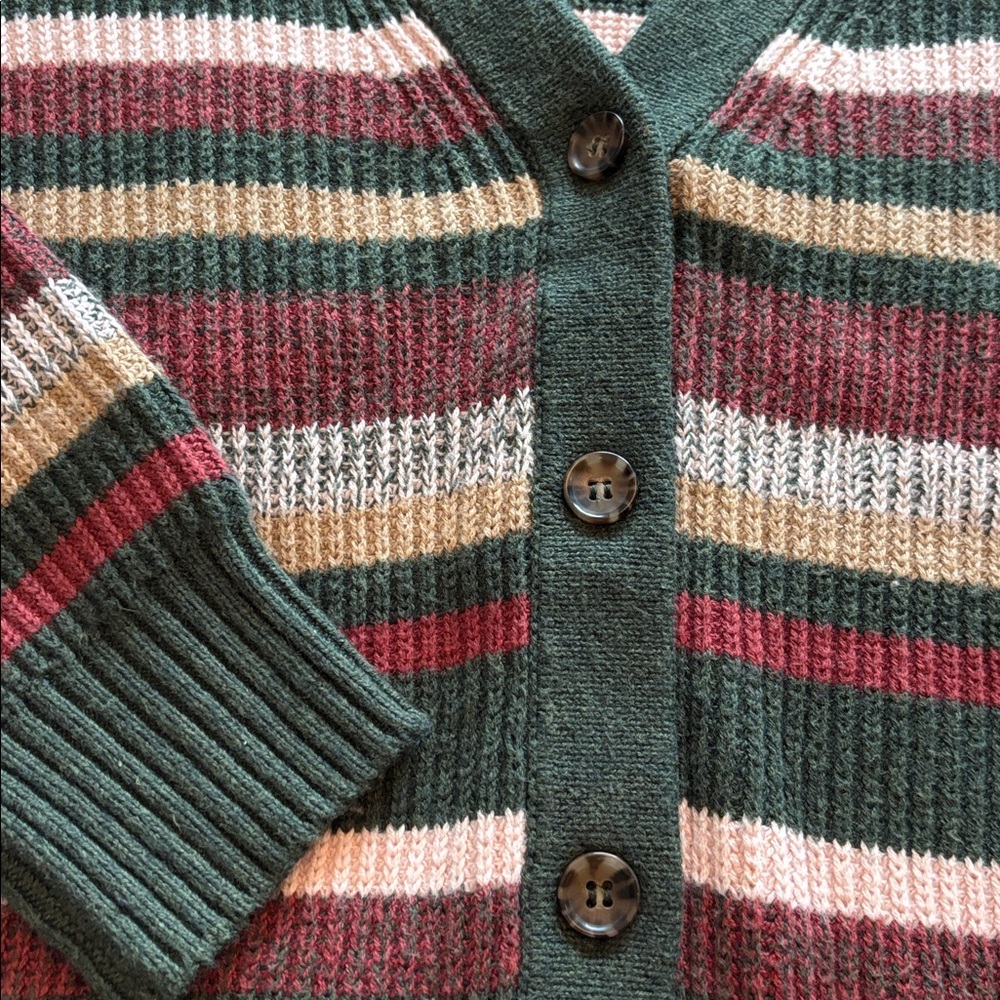 Marine Layer Striped V-Neck Cardigan Sweater M - Picture 3 of 8